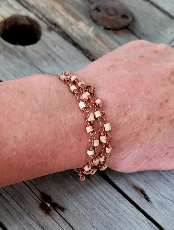 Træperle 2 i 1 kæde. 