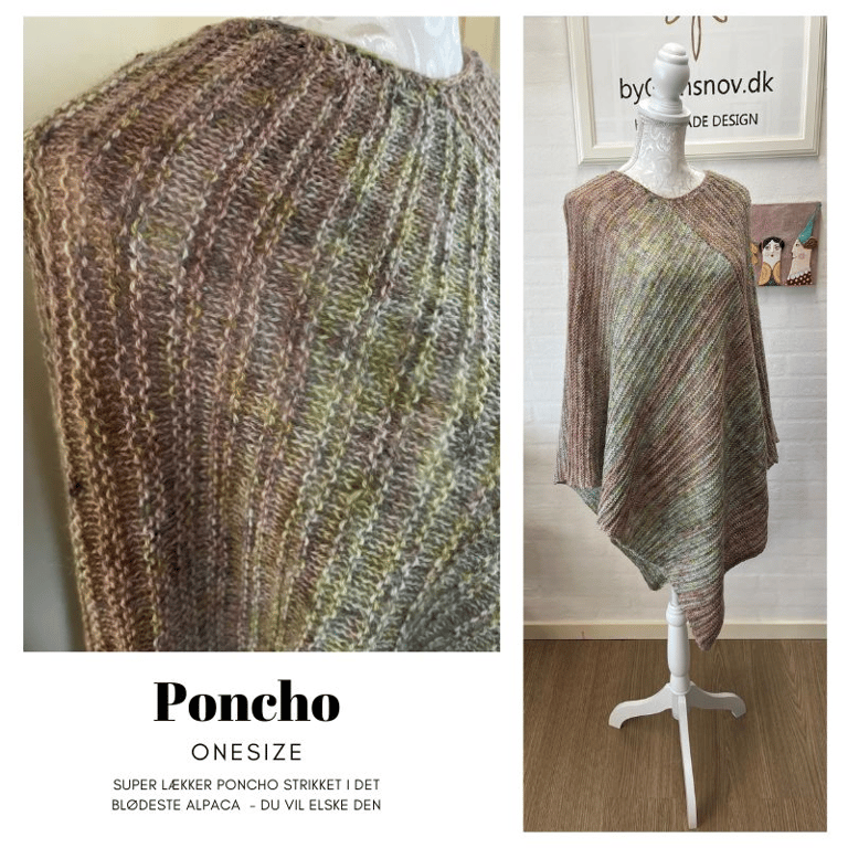 Poncho i Håndfarvet Garn - Monet billede 3