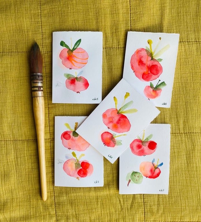 8 Æblekort - små unika kort billede 4