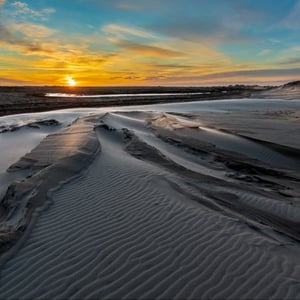 Tungsand på Råbjerg mile i Skagen lige før solnedgang – produktbillede