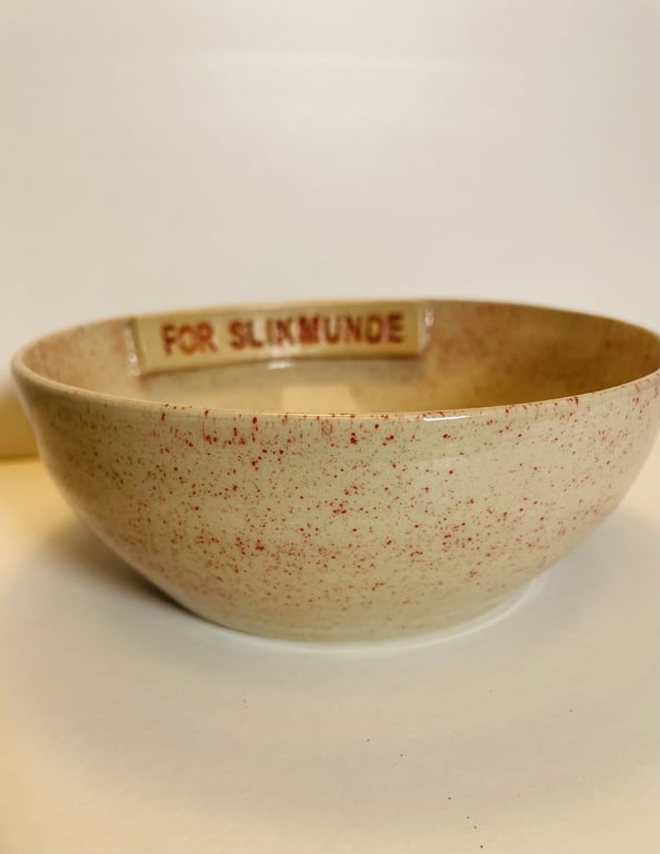 Keramik Skål med tekst - For slikmunde  billede 2