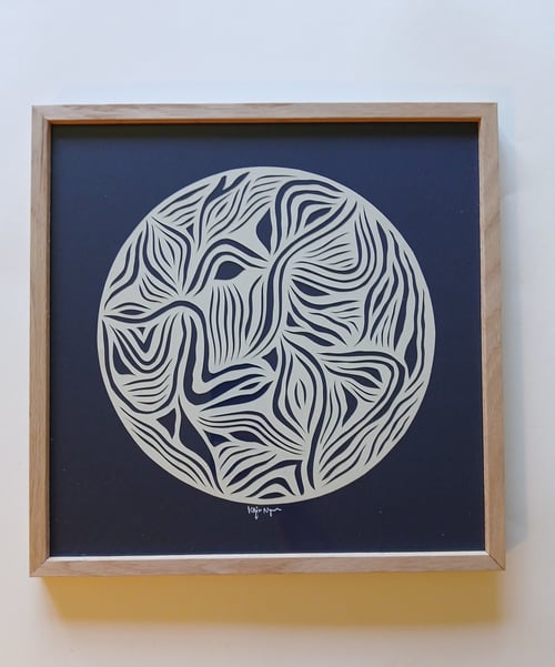 30x30cm papercut, Marineblå, indrammet