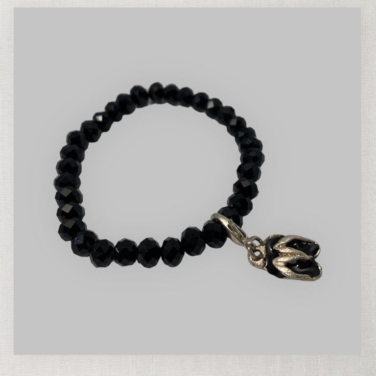 Sort Børne Armbånd med charm med klipklapper