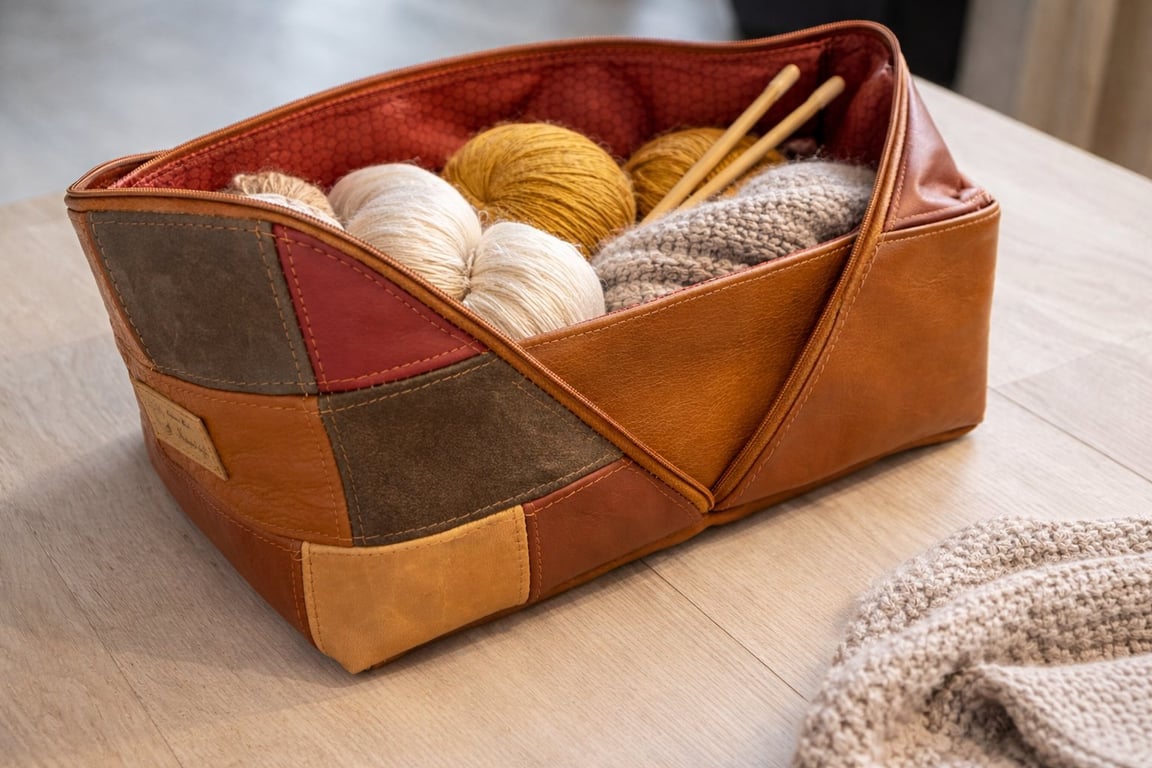 Skind boks UPCYCLING stor model 31 x 16 x 16 cm billede 7