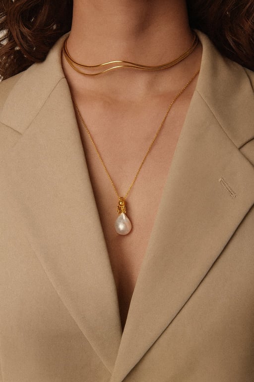 INEL Bubble Bug Pearl Necklace 18K gold-plated billede 2