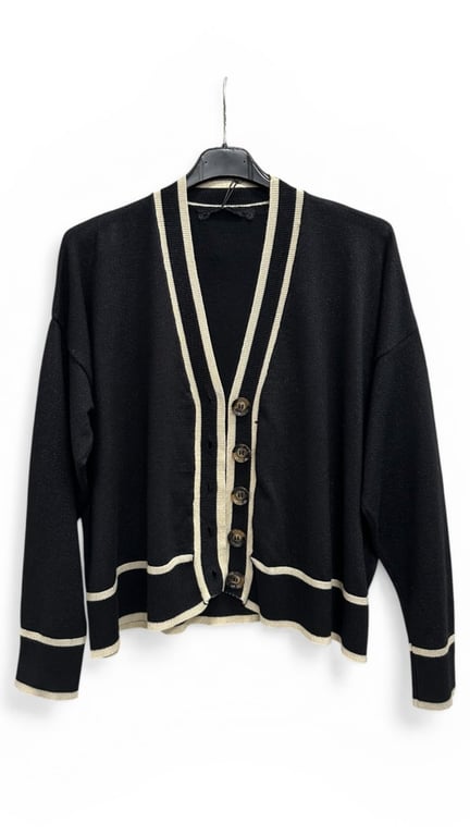 Bibi knit Cardigan, Black w glimmer tråd. Onesize str 36-44. (2)