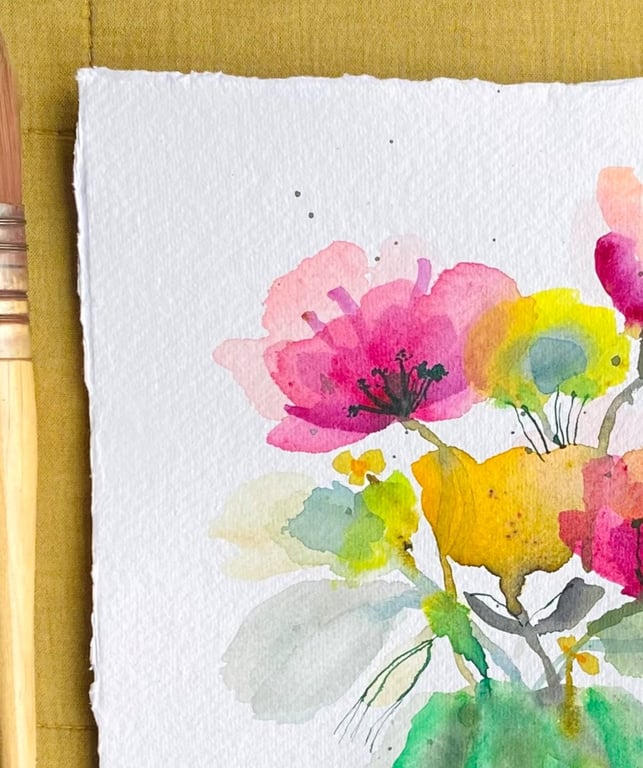 Grøn stribede vase - original akvarel billede 2