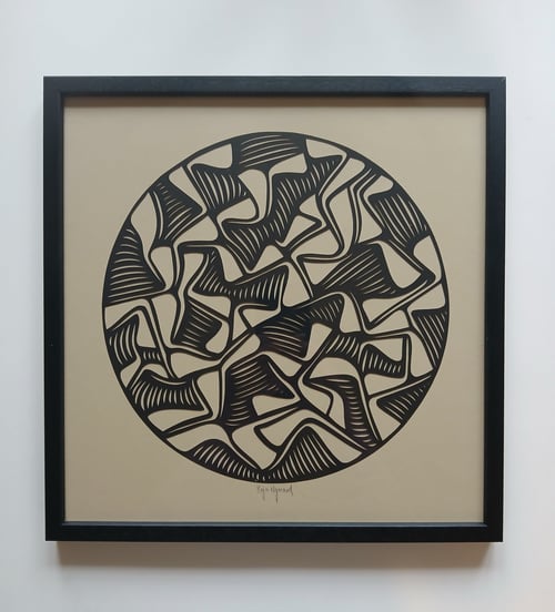 30x30cm papercut, indrammet 
