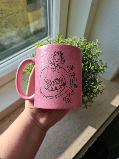 Krus: Din ro får mig til at gro Pink Glimmer (3)
