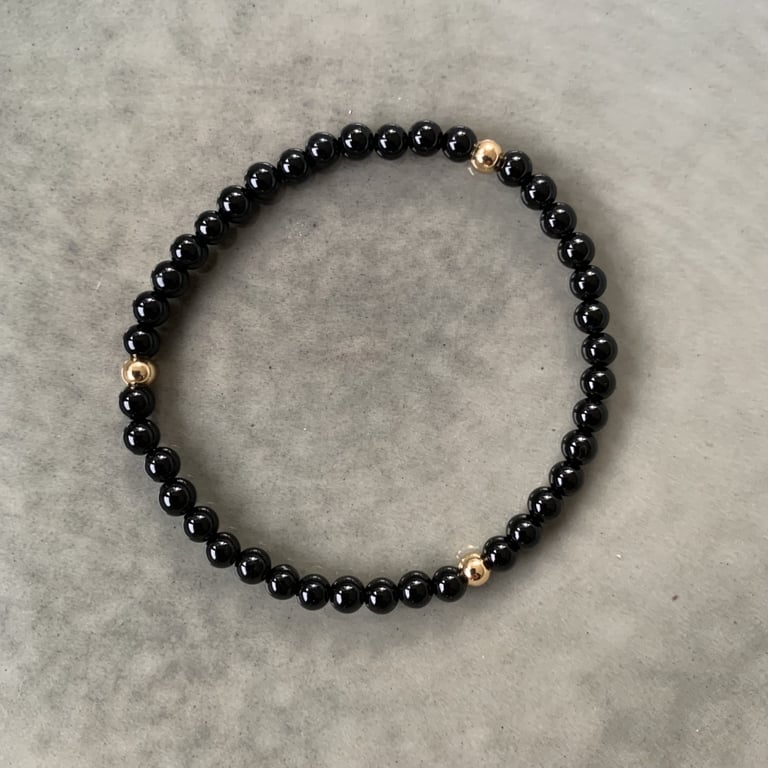 Sort agat armbånd 4 mm