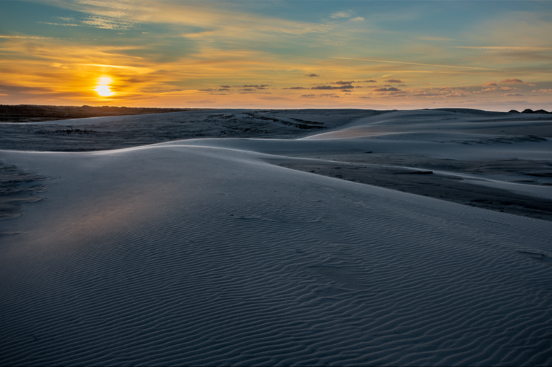  Sand mønstre på Råbjerg mile i Skagen lige efter solnedgang