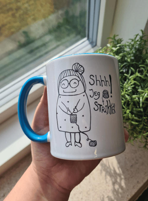 Krus: shhh jeg strikker Blå