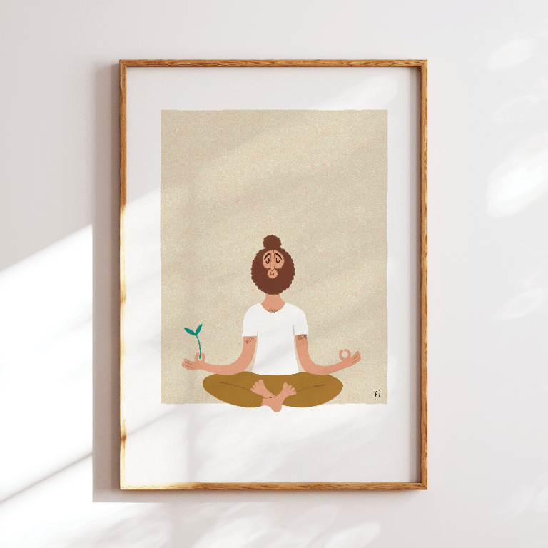 Planteyoga – brun man bun – plakat billede 3
