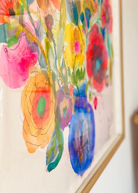 Ellen - kæmpe blå - original akvarel billede 10