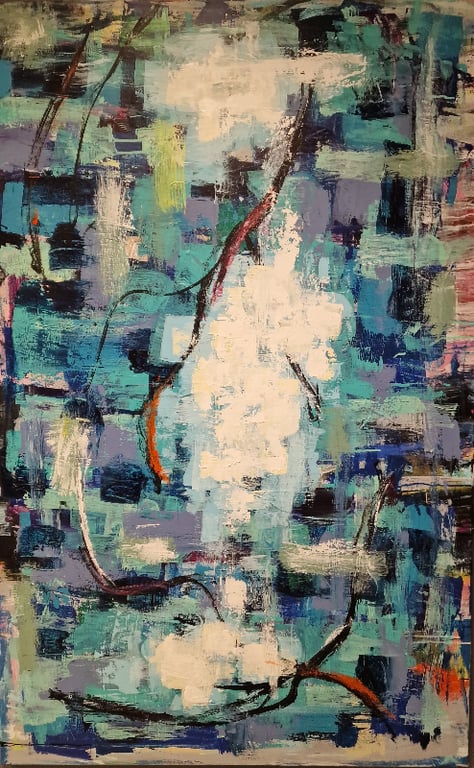 # 1152 Kunst værk 90 X 140 cm - SOLD billede 4