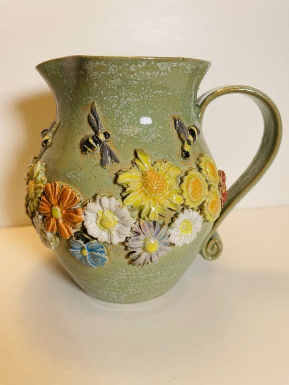 Keramik Kande - med blomster. billede 2