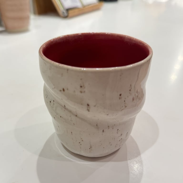 Spiralkrus råhvid med nister, rosa billede 2