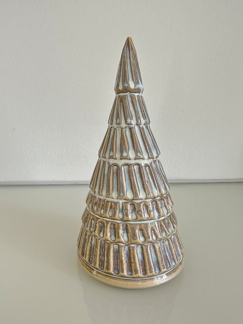 Juletræ 18 cm hvid/blå