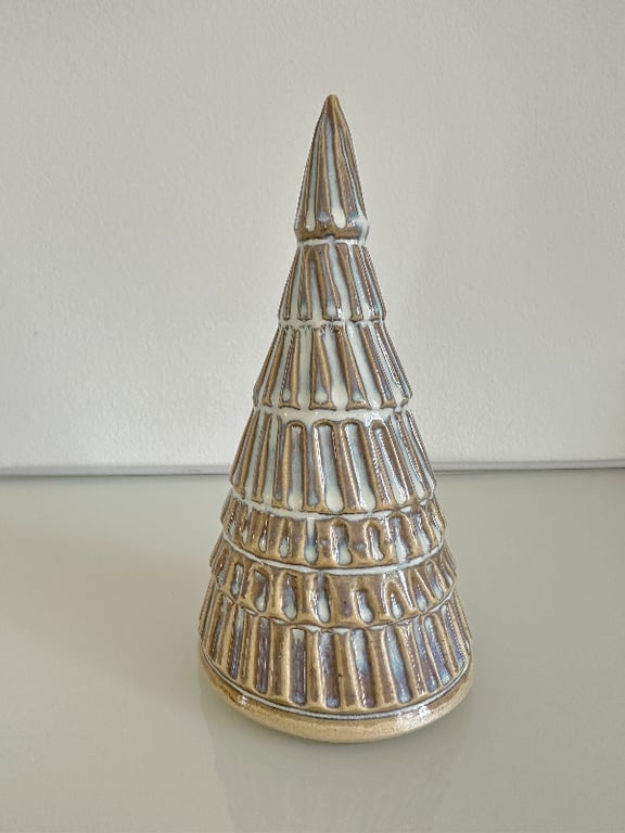Juletræ 18 cm hvid/blå
