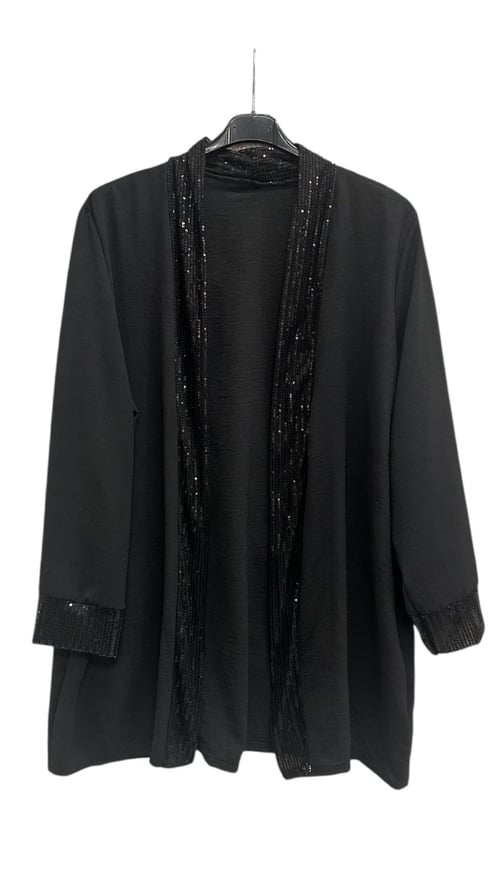 Britt cardigan, Black w pailletter. Onesize 38-48. (2)