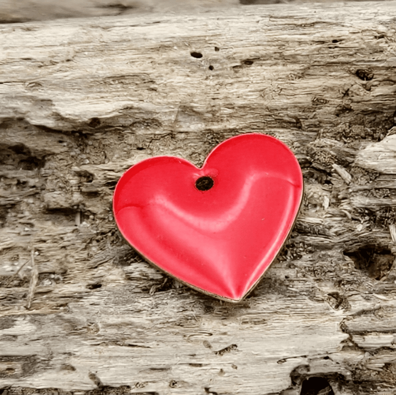 Emalje hjerter - store røde. billede 2