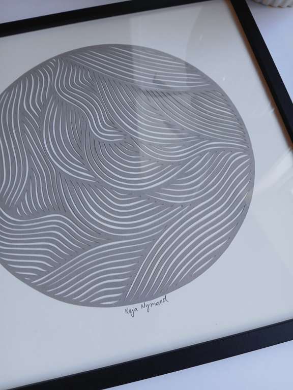 30x30cm papercut, grå, Indrammet  (3)