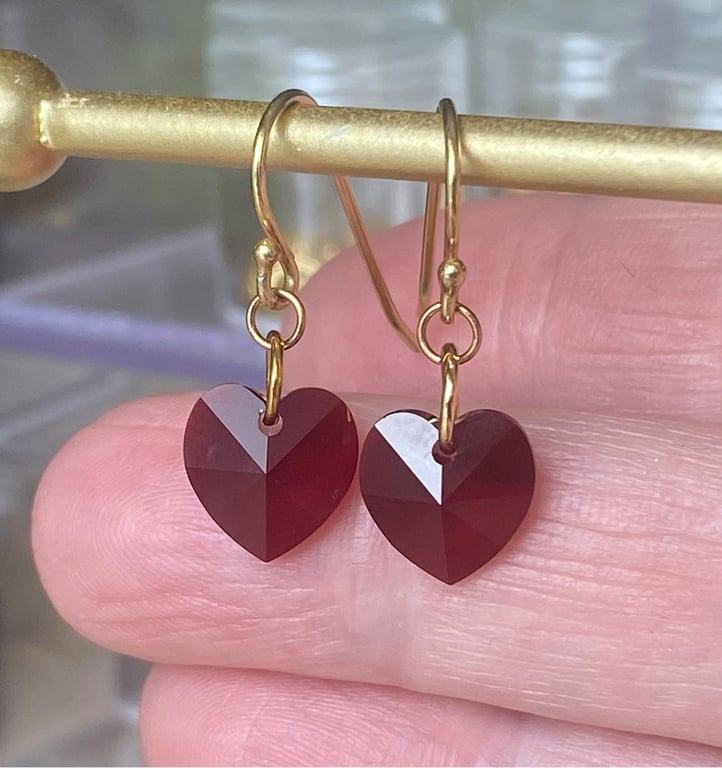 Valentines dag gave. Øreringe med Swarovski hjerter  billede 3