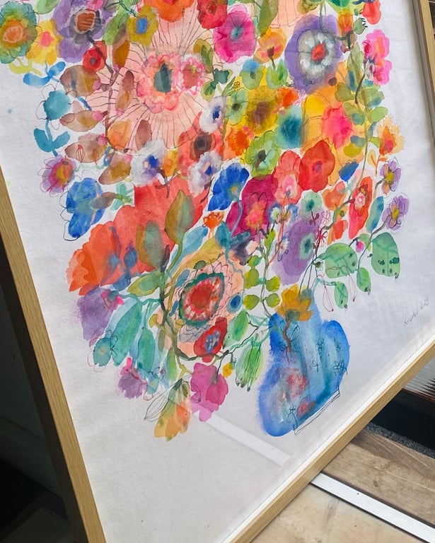 Laura - Blå kæmpe vase - original akvarel billede 3