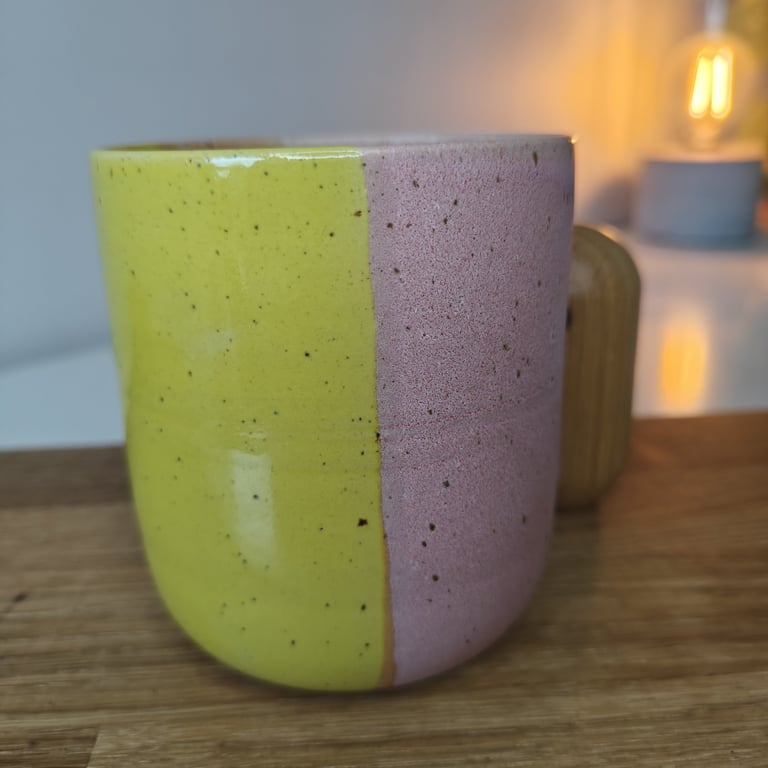 Lyserød/gul potte billede 2