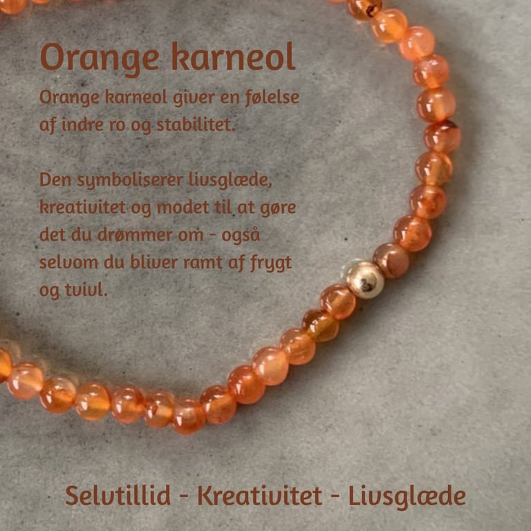 Orange karneol armbånd 3,5 mm billede 2
