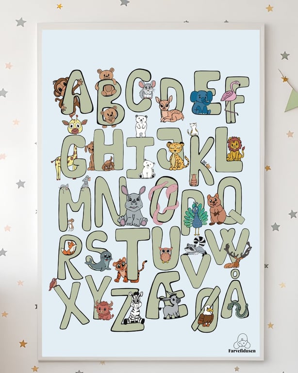 Plakat: ABC Dyr Grøn/Blå (2)