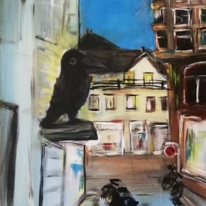 Vogter kragen ved Bobi bar, indre by night, akryl 40x50 – produktbillede