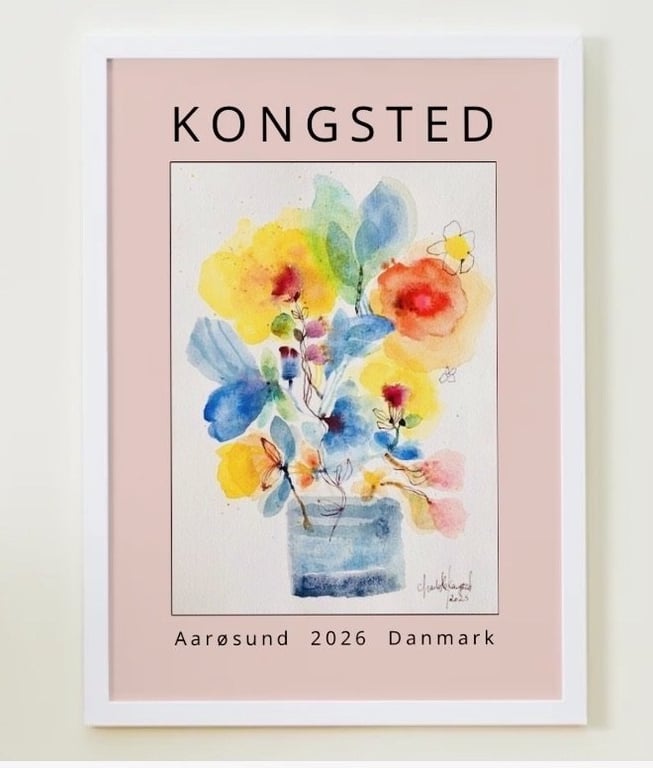 Den blå stribede vase - print af ægte akvarelmaleri billede 4