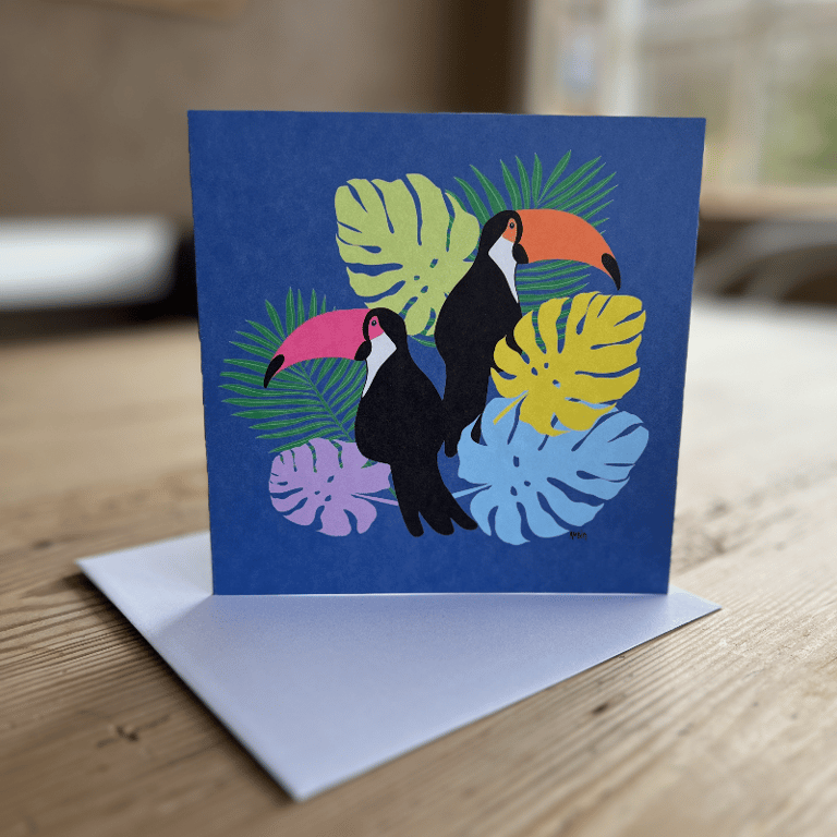 "Tucan Blue" 14 x 14 cm med fold