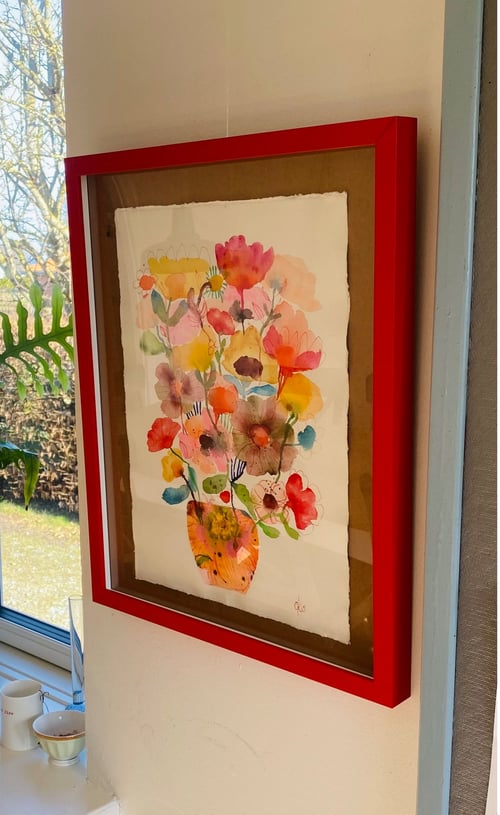 Orange rosa vase m. collage  (2)
