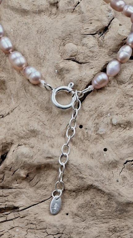 Rosa sølv armbånd - 22 cm. billede 2
