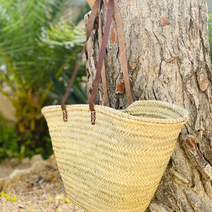 Palmekurv med langt læderhåndtag (3)