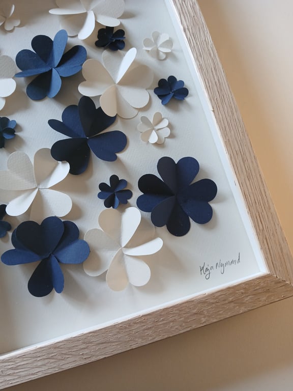 A4 3d papirværk, Marineblå. indrammet  (3)