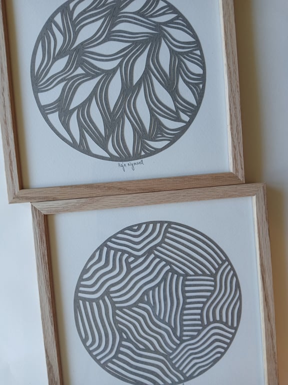20x20cm papercut, mørkegrå, indrammet  (2)