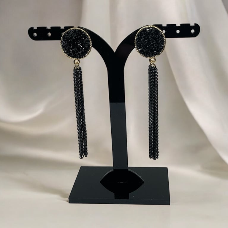 Sorte lange Øreringe