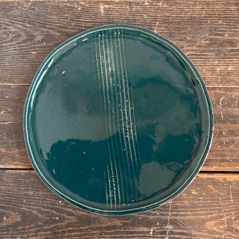 Frokost/kagetallerken, petrolblå