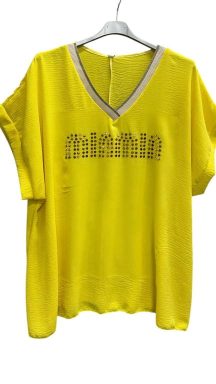 Asta Loose blouse. Yellow w gold. Onesize 38-48. (2)