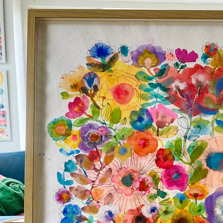 Laura - Blå kæmpe vase - original akvarel billede 4