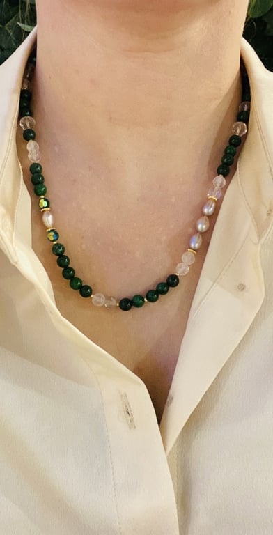 Bjergkrystal og Jade halskæde billede 2