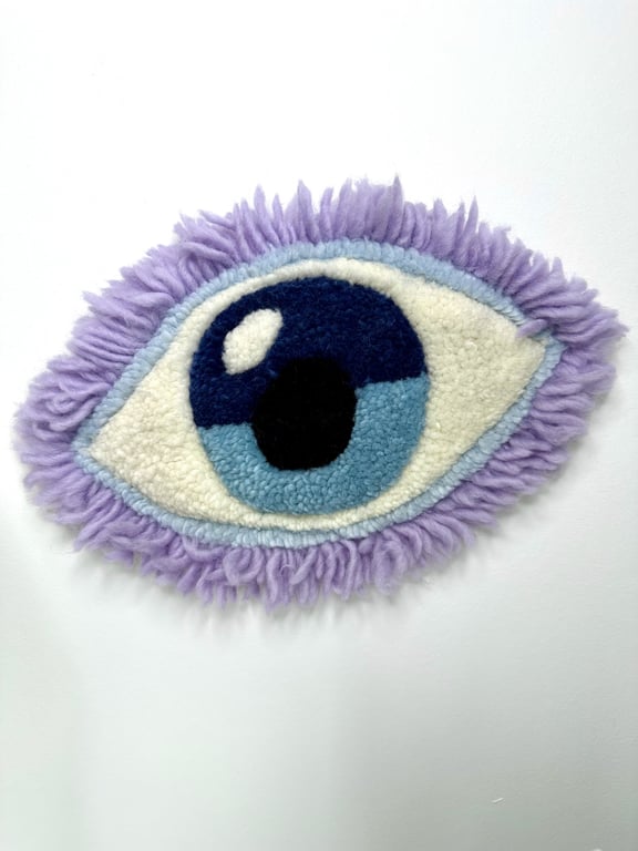 Tuftet øje som vægophæng – håndlavet i 100% uld  billede 3