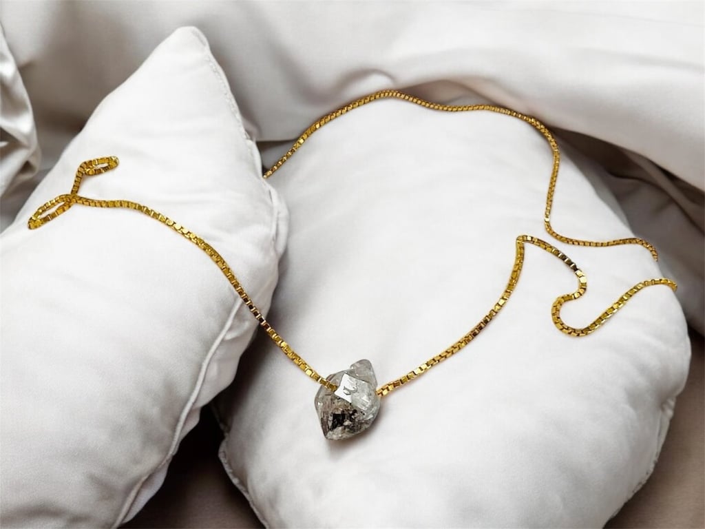 Halskæde med en rå Herkimer diamant  billede 2