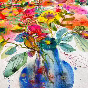 Thea - Blå kæmpe vase - original akvarel  – produktbillede