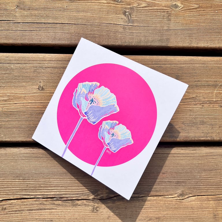 "Valmuer Pink" cirkle 14 x 14 med fold