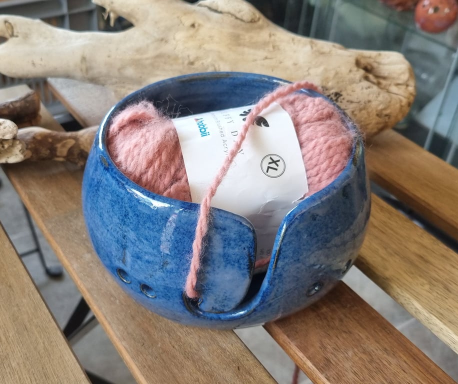Strikkeskål Blå. Diameter 16 cm billede 2