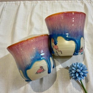 Blue Flamingo  – keramik kop uden hank – produktbillede